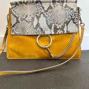 Chloe Faye medium suede snakeskin handbag